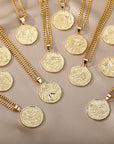 Astrological Sign Coin Pendant Necklace