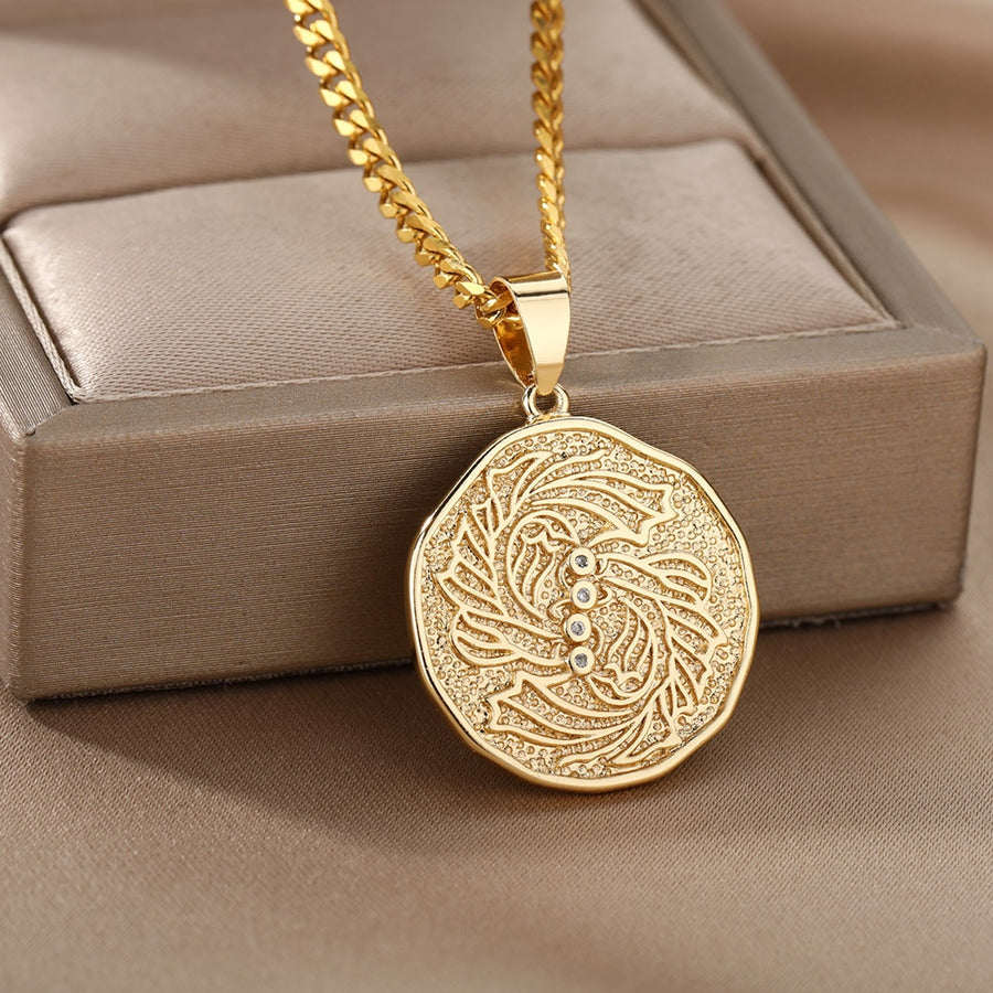 Astrological Sign Coin Pendant Necklace